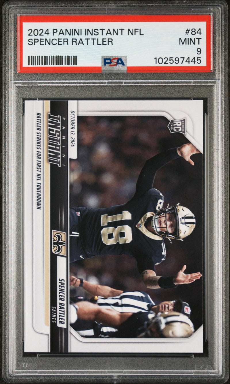 Graded 2024 Panini Instant NFL Spencer Rattler #84 Rookie RC Football Card PSA 9 Mint