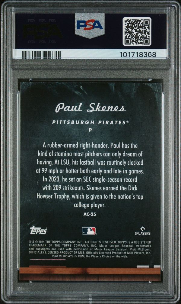 Graded 2024 Topps Update Paul Skenes #AC25 All Class Rookie RC Baseball Card PSA 10 Gem Mint