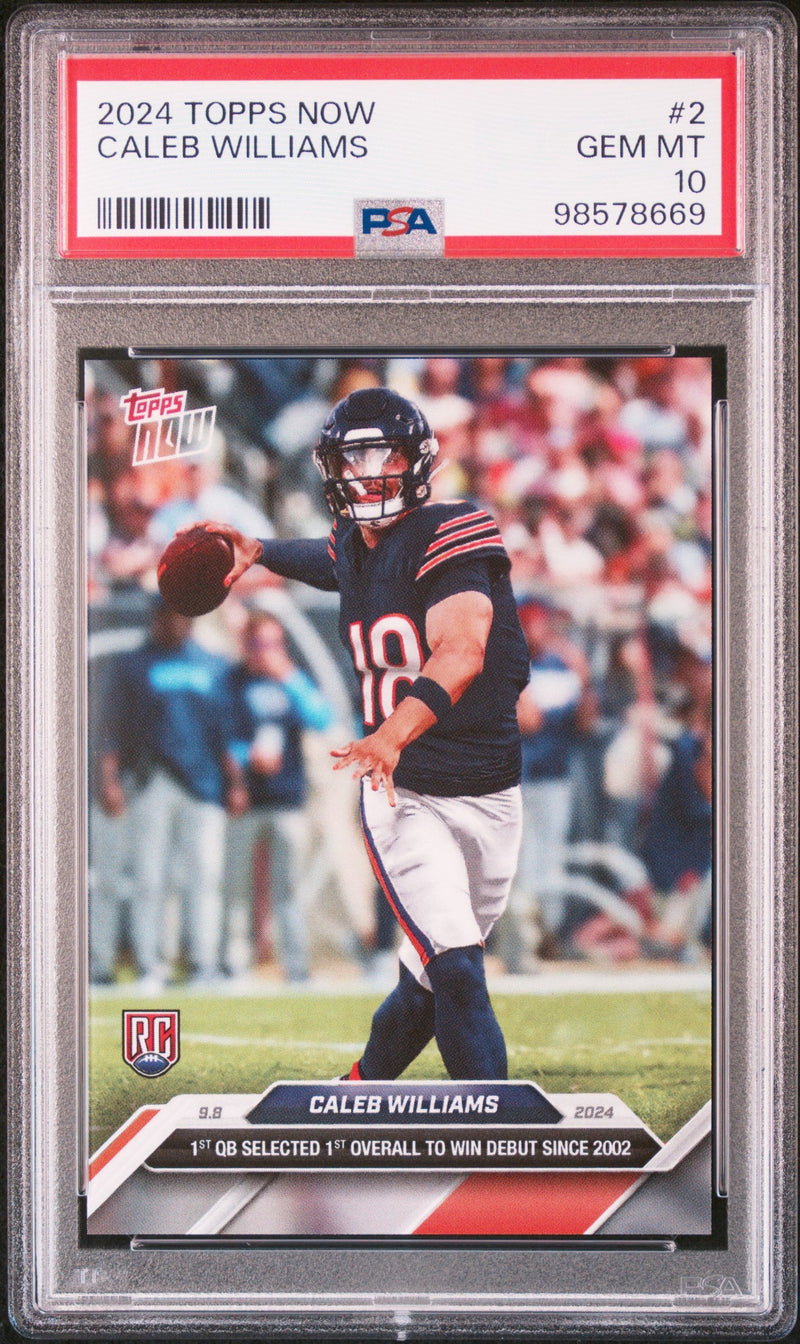 Graded 2024 Topps Now Caleb Williams #2 Rookie RC Football Card PSA 10 Gem Mint