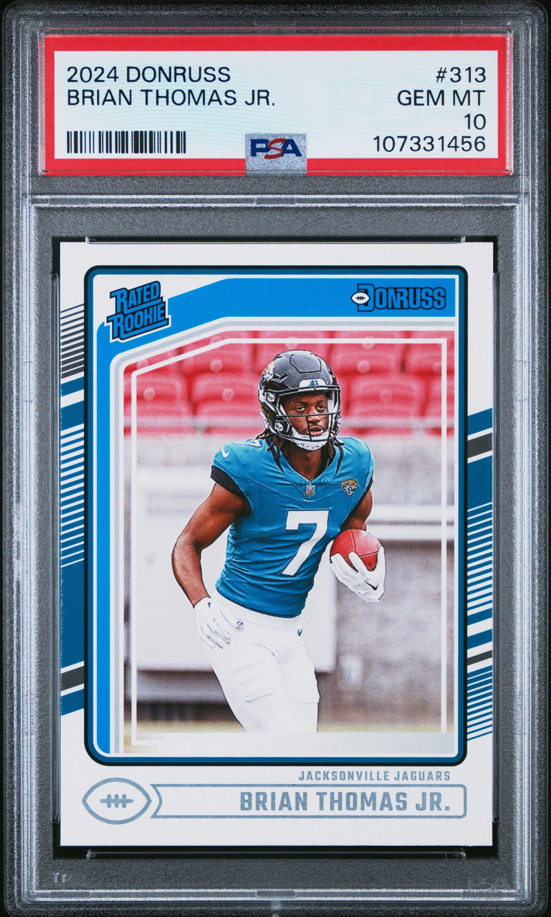 Graded 2024 Panini Donruss Brian Thomas Jr #313 Rookie RC Football Card PSA 10 Gem Mint