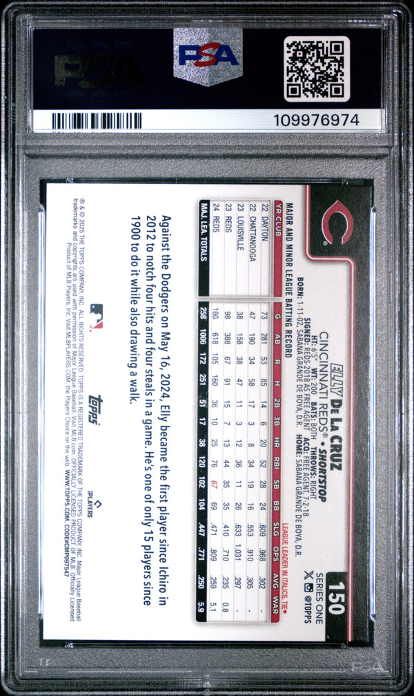 Graded 2025 Topps Elly De La Cruz #150 Rookie RC Baseball Card PSA 9 Mint