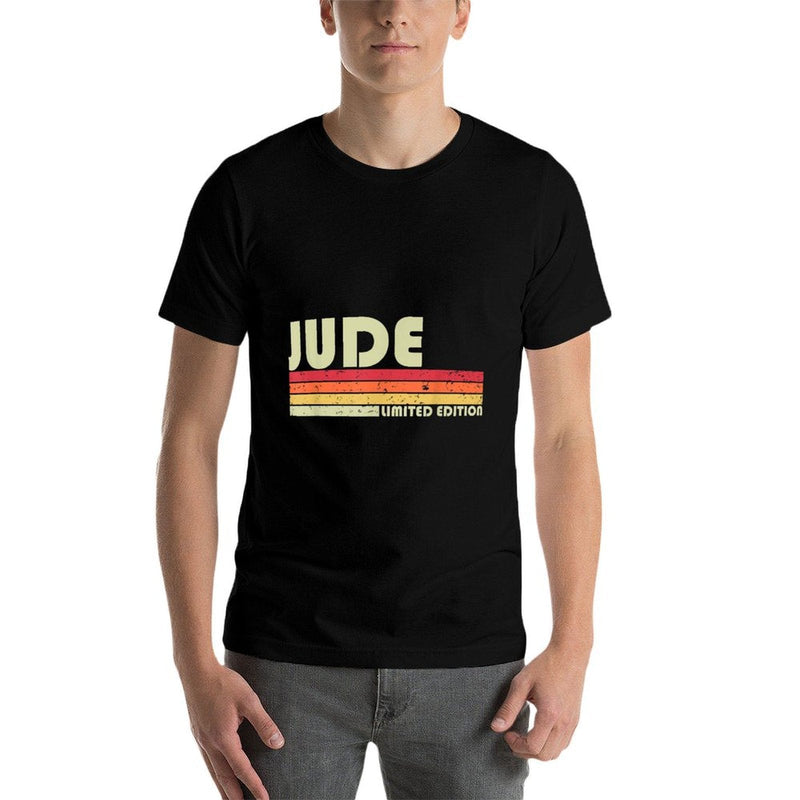 Custom Men Dad Boy Husband Christmas 80s 90s Style Jude Gift Name Personalized Funny Retro Vintage Birthday  Wrinkle-resistant T-Shirt
