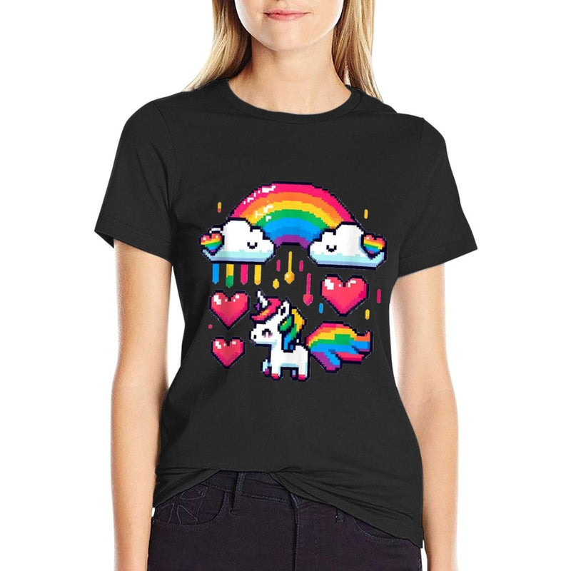 Pixel Unicorn Rainbow Lesbian Gay CSD Pride Party Wear LGBT  Versatile T-Shirt