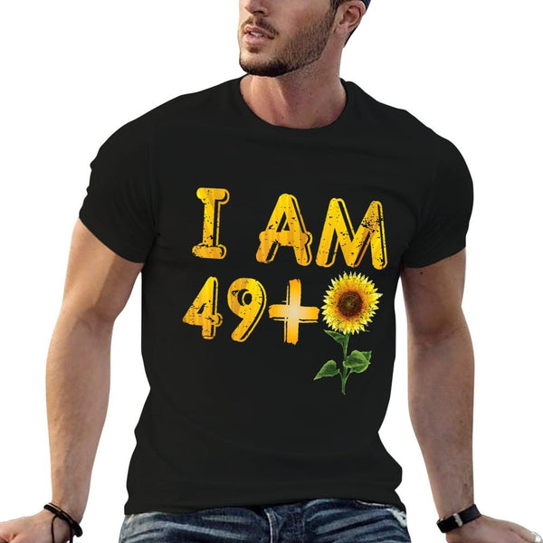 Awesome 50th Birthday Gifts 49+1 Floral Birthday  Cotton T-Shirt