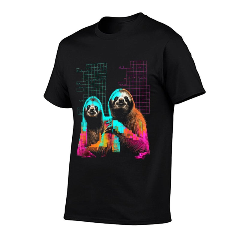 Sloth Geometric Colorful Animal Drawing Art Sloth  Soft T-Shirt