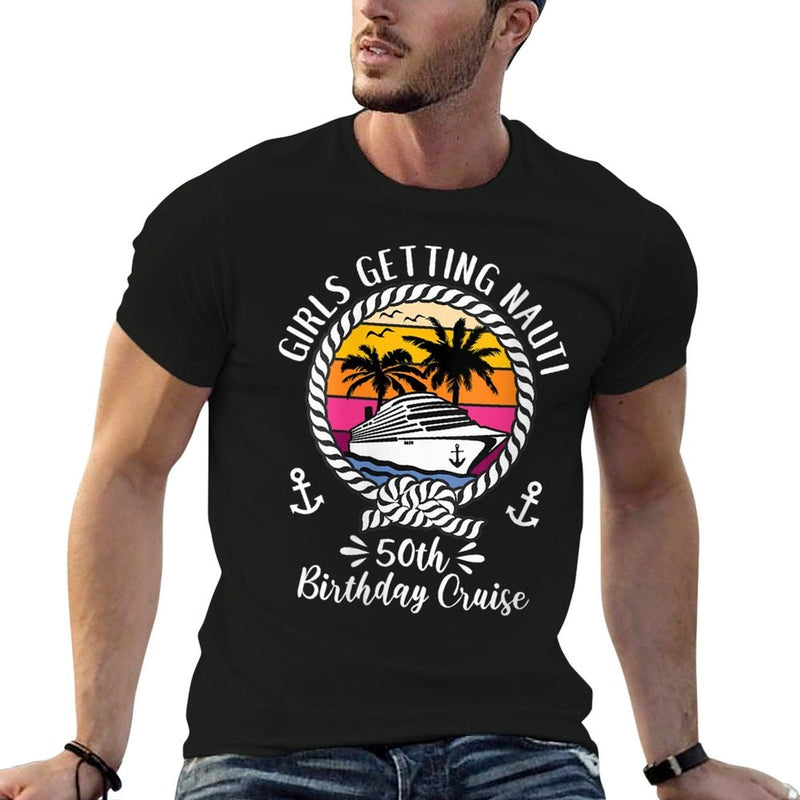 Womens Funny Girls Cruise Girls Getting Nauti 50th Birthday Cruise  Eco-friendly Material T-Shirt
