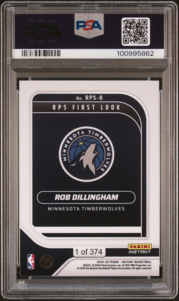 Graded 2024 Panini Instant NBA Rob Dillingham #8 RPS First Look Rookie RC Basketball Card PSA 9 Mint