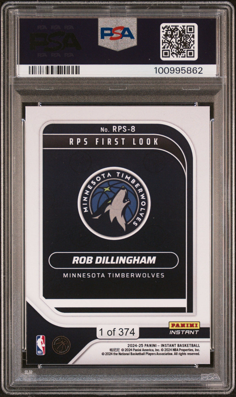Graded 2024 Panini Instant NBA Rob Dillingham #8 RPS First Look Rookie RC Basketball Card PSA 9 Mint