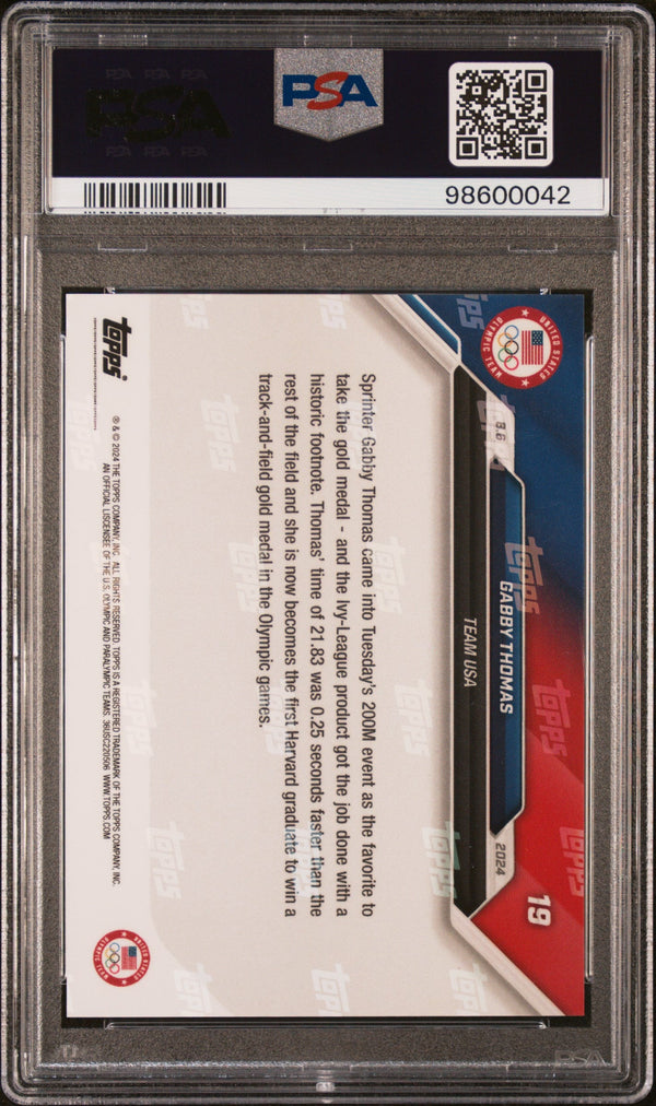 Graded 2024 Topps Now Olympic Gabby Thomas #19 Blue #/49 Track & Field Card PSA 10 Gem Mint