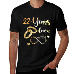 22 Years Down Forever To Go 22nd Wedding Anniversary Couple  Rolled Sleeves T-Shirt