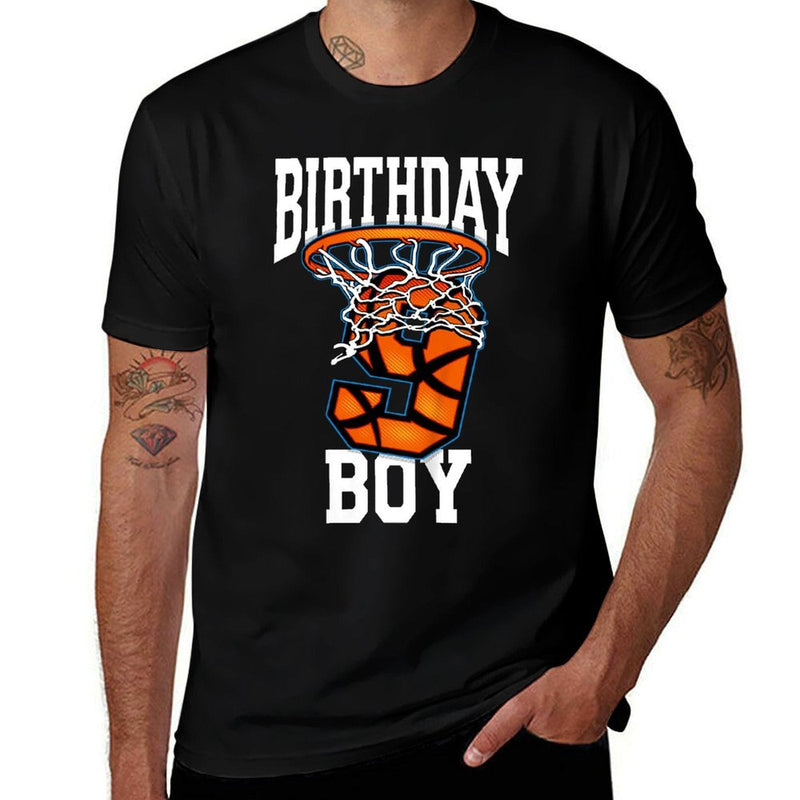 Kids 9 Year Old Birthday Boy Basketball 9th Bday Bball  Vintage-inspired T-Shirt