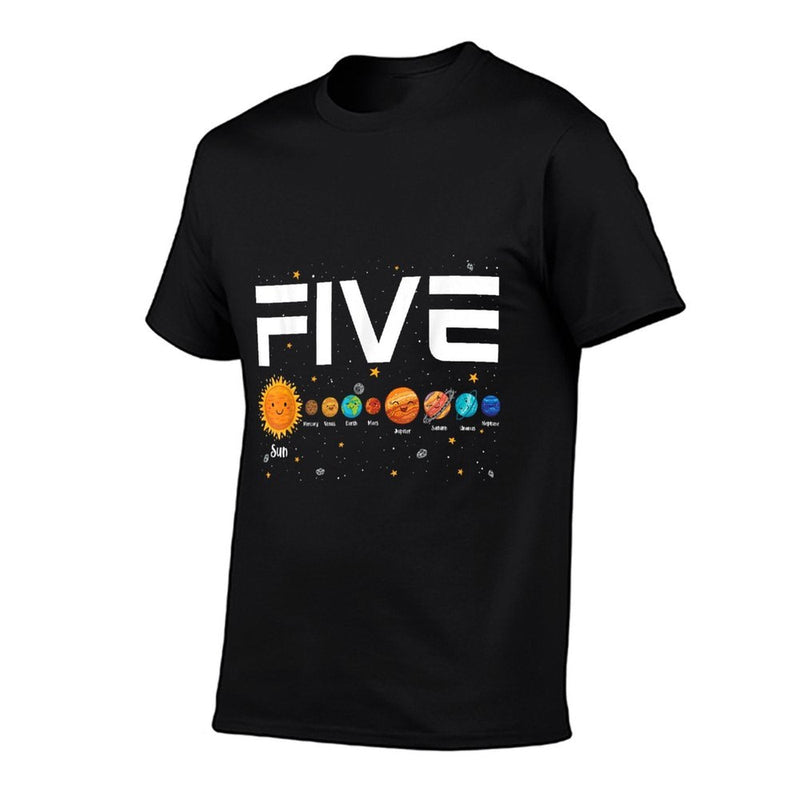 Solar System Planets Five 5 Years Old 5th Birthday Girl Boy  High-quality Stitching T-Shirt