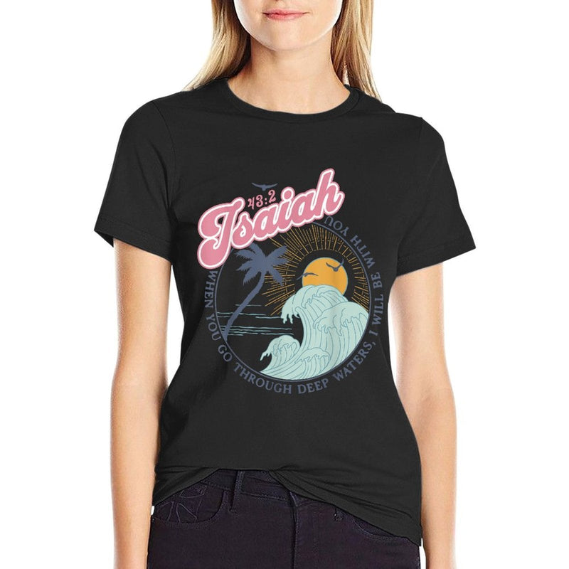Christian Scripture Jesus Beach Isaiah Vintage Waves Retro  Slim-fit Cut T-Shirt