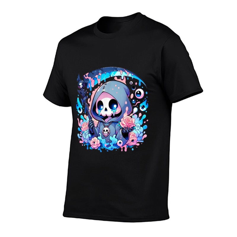 Cute Kawaii Pastel Goth Reaper  Fade-proof Color T-Shirt