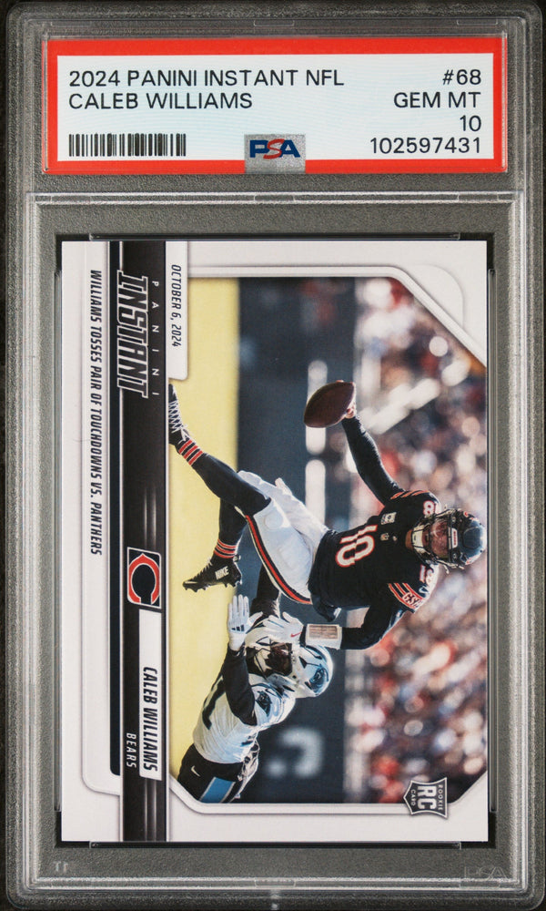 Graded 2024 Panini Instant NFL Caleb Williams #68 Rookie RC Football Card PSA 10 Gem Mint