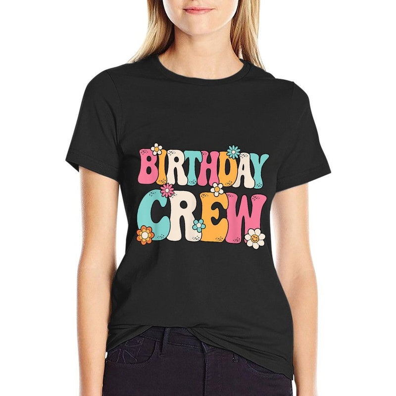 Groovy Birthday Crew Men Women Boys Girlsns Kids  Polyester Blend T-Shirt