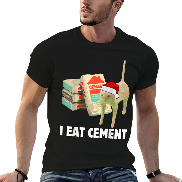 I Eat Cement Funny Cat Meme Christmas Pajamas Cursed Memes  Quick-drying T-Shirt