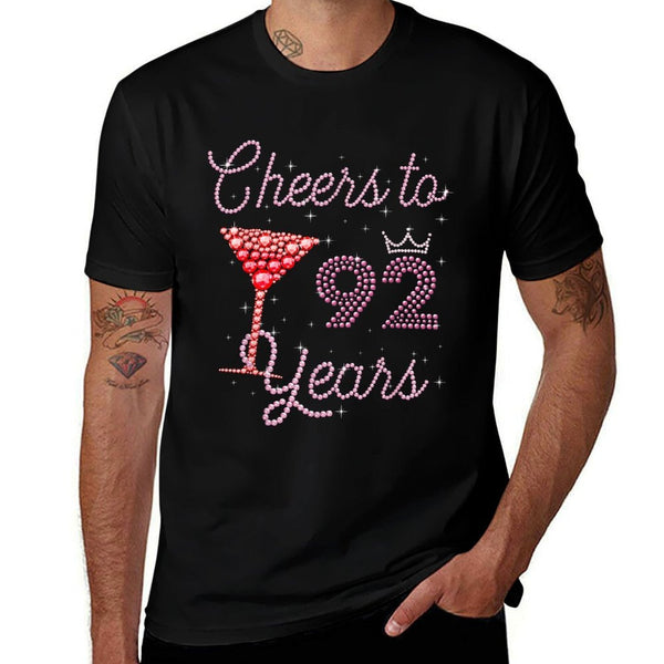 Cheers To 92 Years 92nd Birthday 92 Years Old Bday  Oversized Silhouette T-Shirt