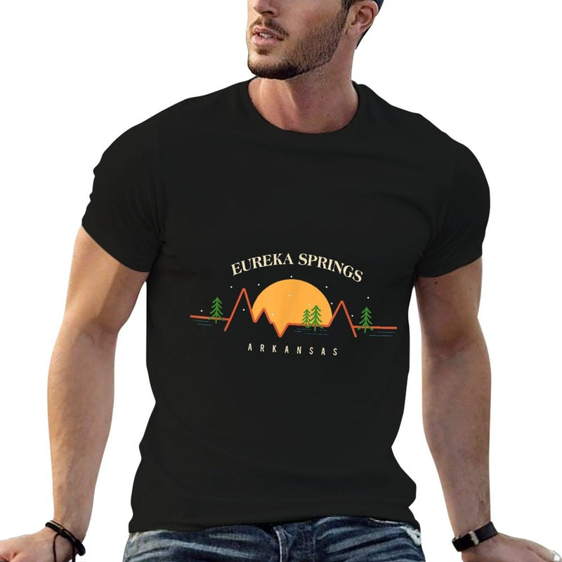 Minimal Sunset Mountains Pine Tree Eureka Springs Arkansas  High-quality Stitching T-Shirt