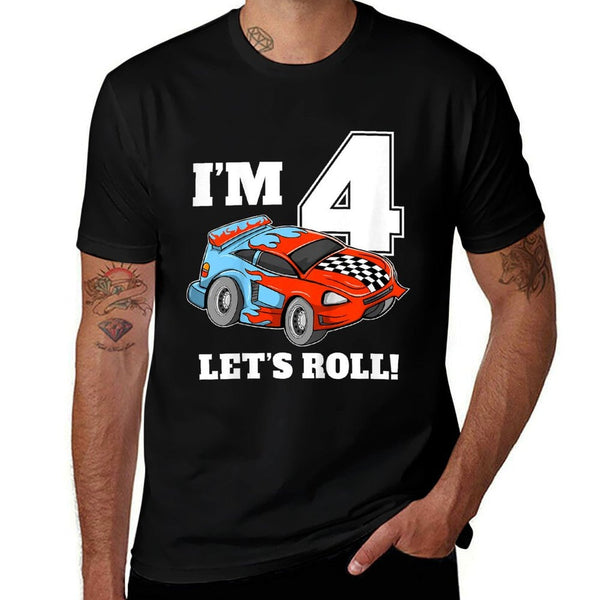 Race Car 4th Birthday Boy 4 Four Year Old Racing Car  Breathable T-Shirt