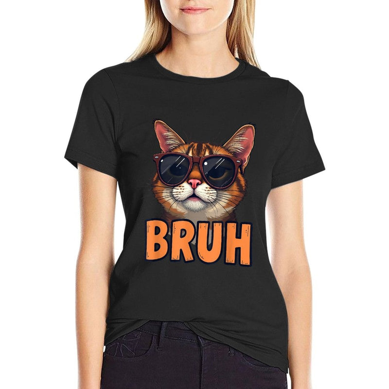 Meme Saying Cat BRUH Sunglasses for Kids Men Teens  Relaxed-fit T-Shirt