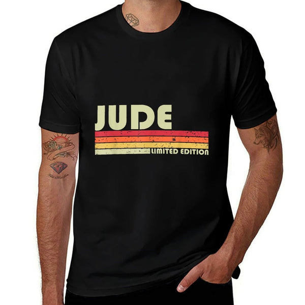 Custom Men Dad Boy Husband Christmas 80s 90s Style Jude Gift Name Personalized Funny Retro Vintage Birthday  Wrinkle-resistant T-Shirt