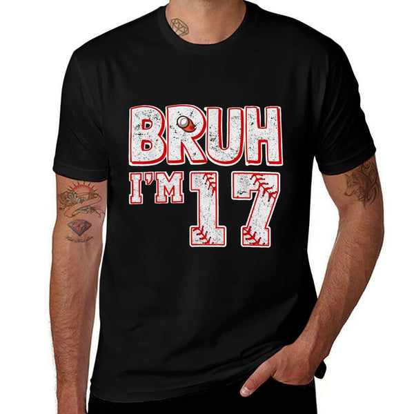 Bruh I'm 17 Years Old Boy Baseball It's My 17th Birthday  Oversized Silhouette T-Shirt