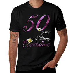 50 Year Old Awesome Floral 1973 50th Birthday Gift  Wrinkle-resistant T-Shirt