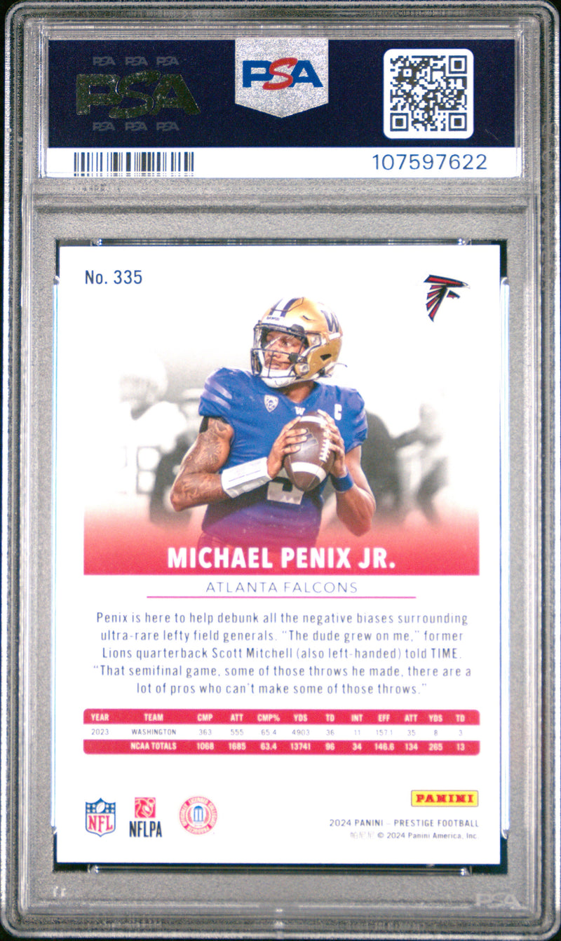 Graded 2024 Panini Prestige Michael Penix Jr #335 Rookie RC Football Card PSA 10 Gem Mint
