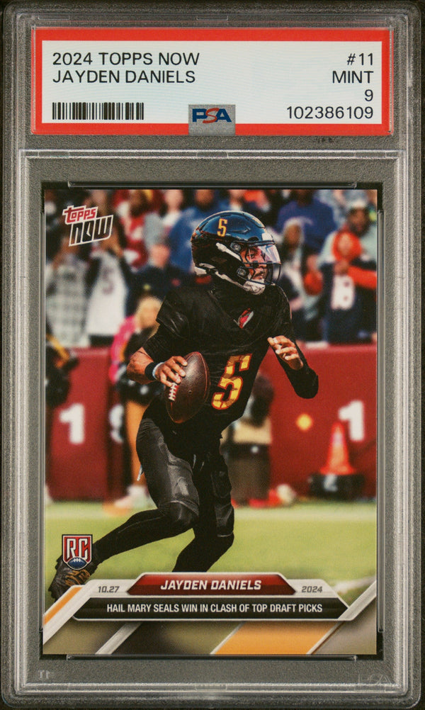 Graded 2024 Topps Now Jayden Daniels #11 Rookie RC Football Card PSA 9 Mint