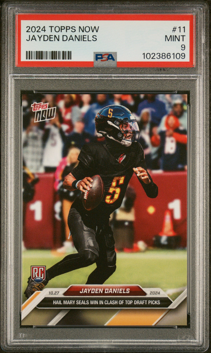 Graded 2024 Topps Now Jayden Daniels #11 Rookie RC Football Card PSA 9 Mint