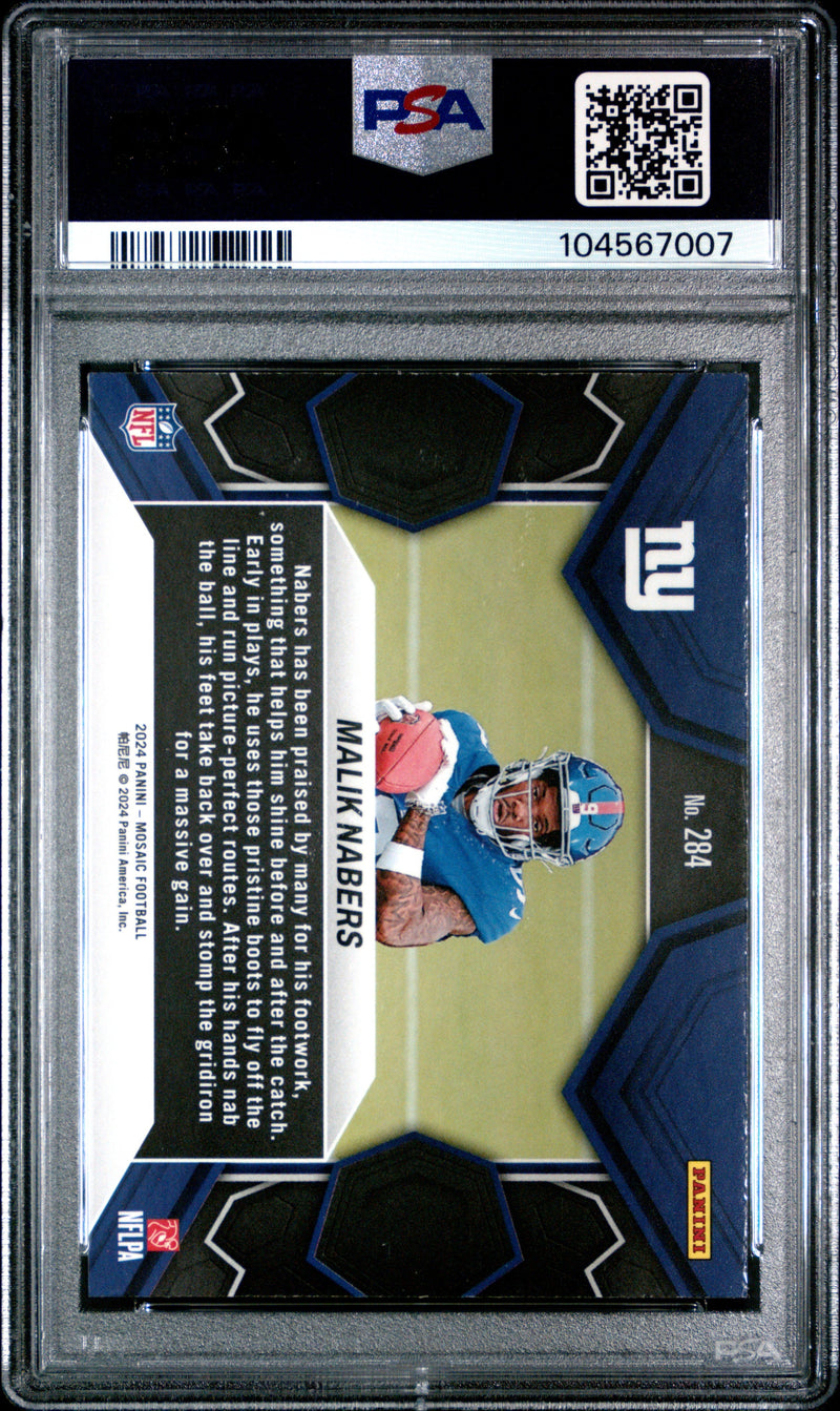 Graded 2024 Panini Mosaic Malik Nabers #284 Rookie RC Football Card PSA 10 Gem Mint