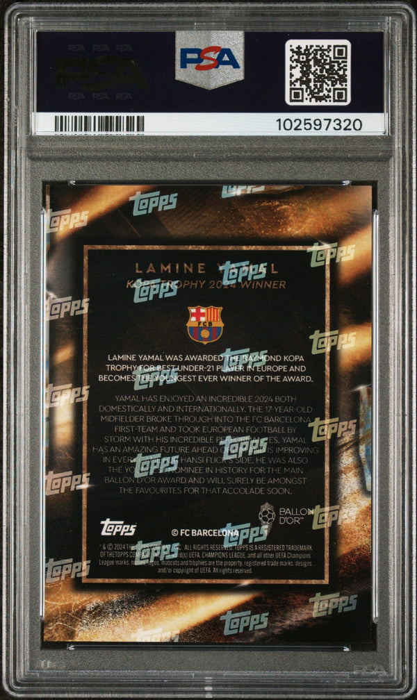 Graded 2024 Topps Now Ballon D'Or Trophy Winner Lamine Yamal Rookie RC Soccer Card PSA 10 Gem Mint