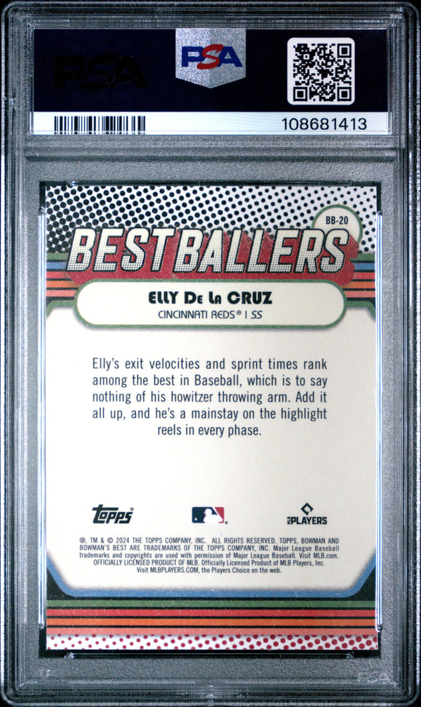 Graded 2024 Topps Bowmans Best Elly De La Cruz #BB20 Best Ballers Rookie RC Baseball Card PSA 10 Gem Mint