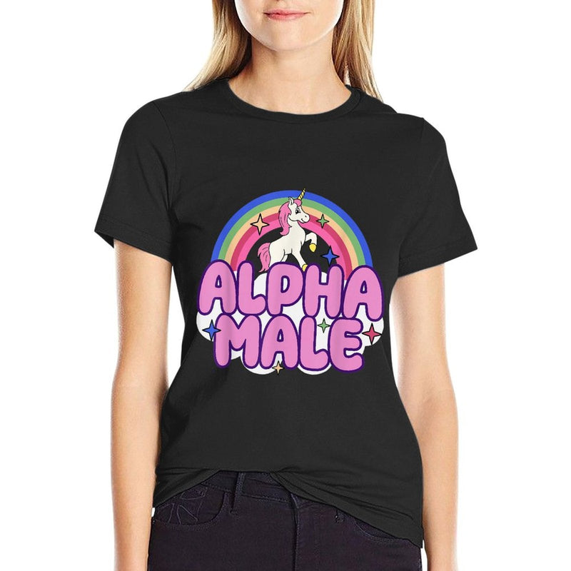 Alpha Male Unicorn Funny Sarcastic Ironic Weird Y2K Humor  Wrinkle-resistant T-Shirt