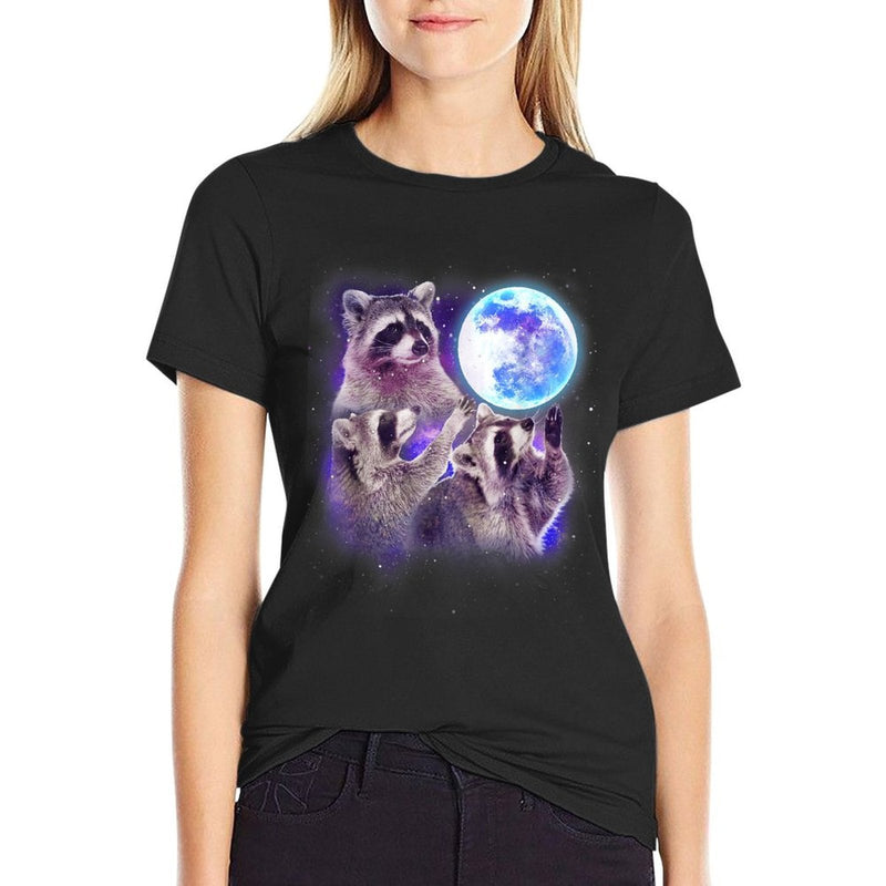 Three Raccoon Moon Funny 3 Wolves Parody Racoon Space Galaxy  Soft T-Shirt