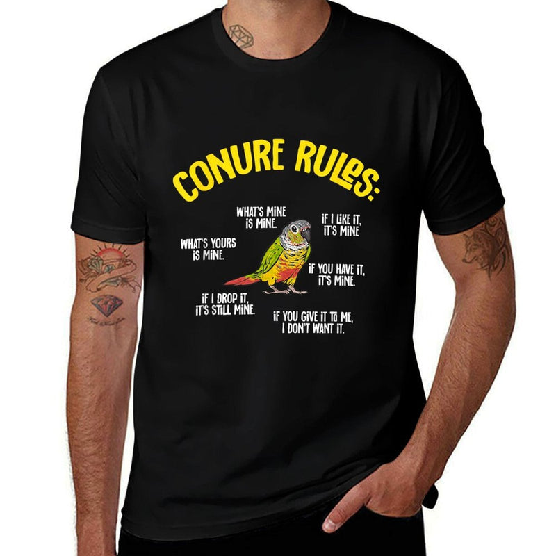 Green Cheek Conure Parrot Bird Conure Rules  Trendy Pattern T-Shirt