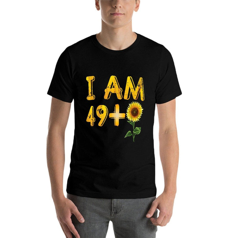 Awesome 50th Birthday Gifts 49+1 Floral Birthday  Cotton T-Shirt