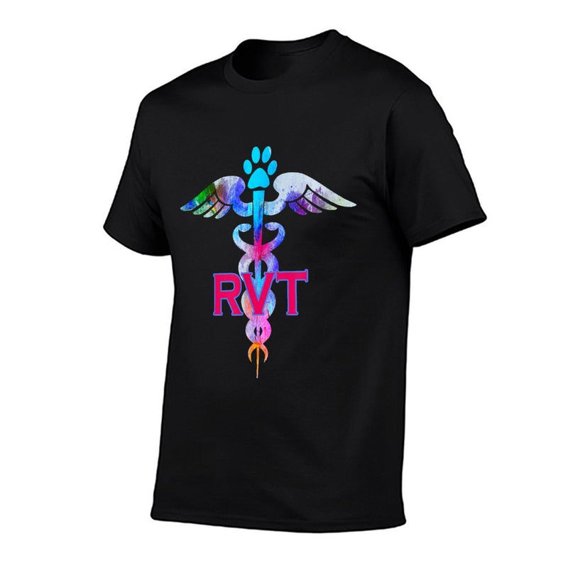 RVT Registered Veterinary Technician Paw Print Caduceus  Eco-friendly Material T-Shirt