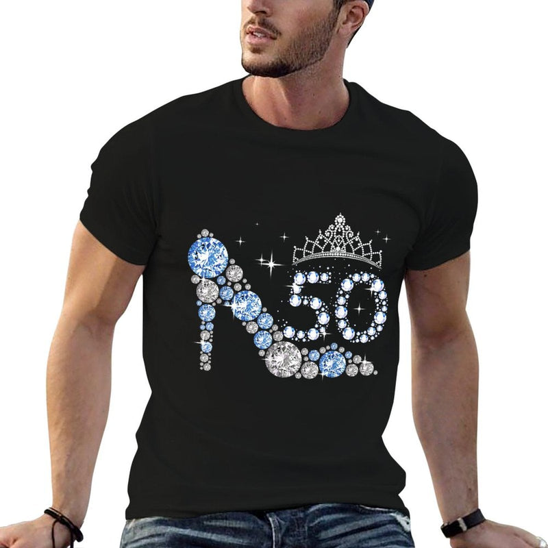 Mb 50th Birthday Diamond High Heels Crown Sparkling Women  Wrinkle-resistant T-Shirt
