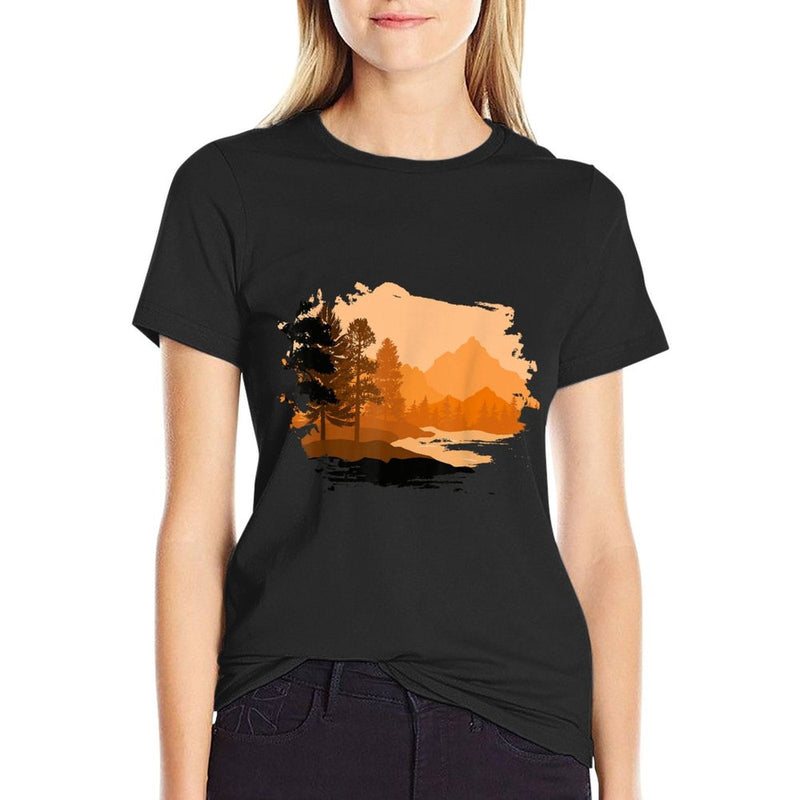 Timeless Mountain, Nature Trees And Forest  Trendy Pattern T-Shirt