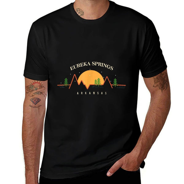 Minimal Sunset Mountains Pine Tree Eureka Springs Arkansas  High-quality Stitching T-Shirt