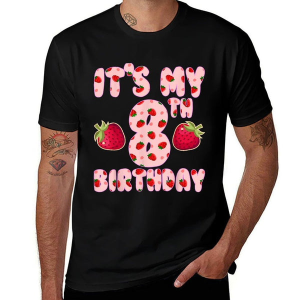Kids 8 Year Old Strawberry Birthday Girl Sweet Fruit 8th  Versatile T-Shirt