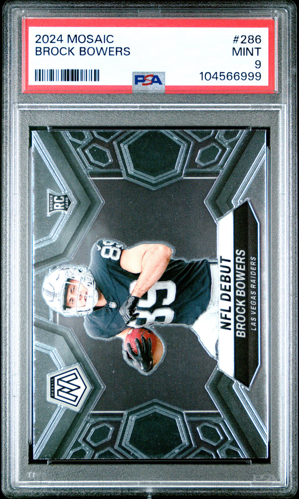 Graded 2024 Panini Mosaic Brock Bowers #286 Rookie RC Football Card PSA 9 Mint