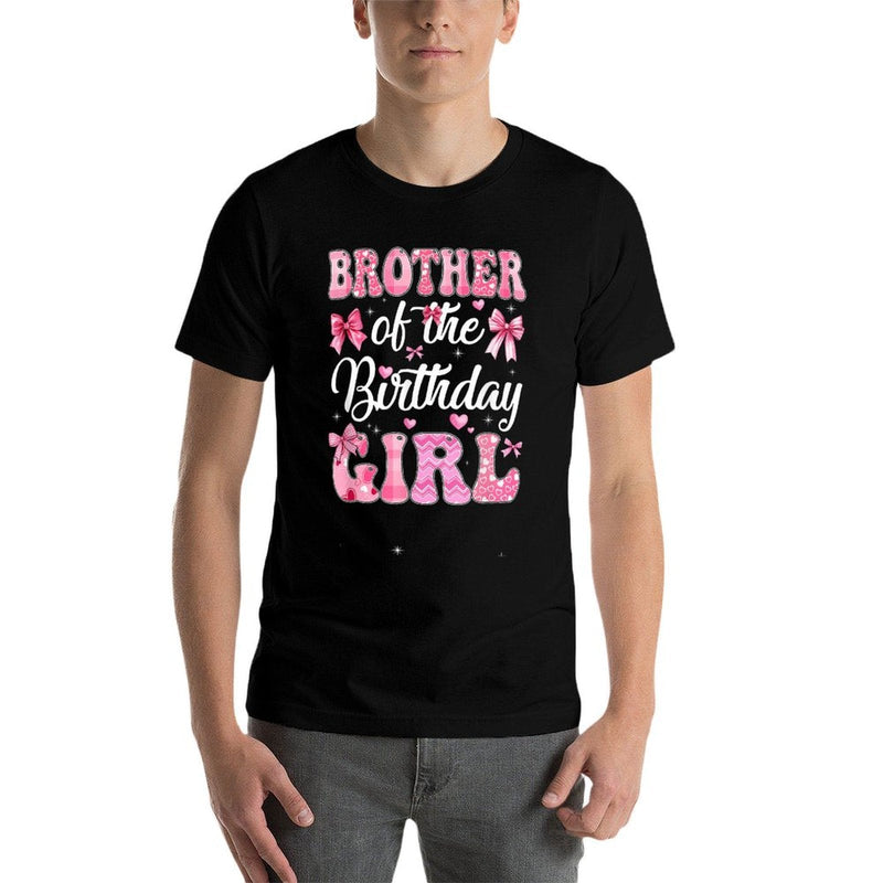 Brother Of The Birthday Girl Family Pink Coquette Bow Comfortable T-Shirt