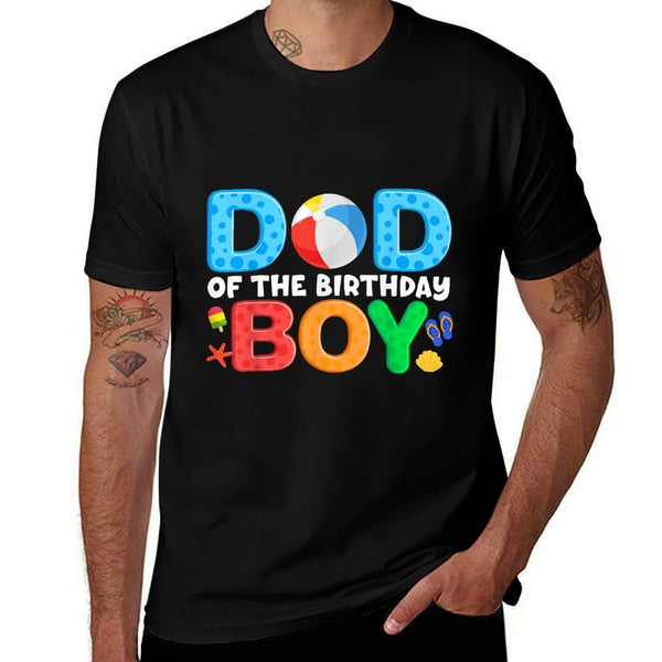Dad Birthday Boy Kids Beach Ball Theme Party Pool Matching  Wrinkle-resistant T-Shirt