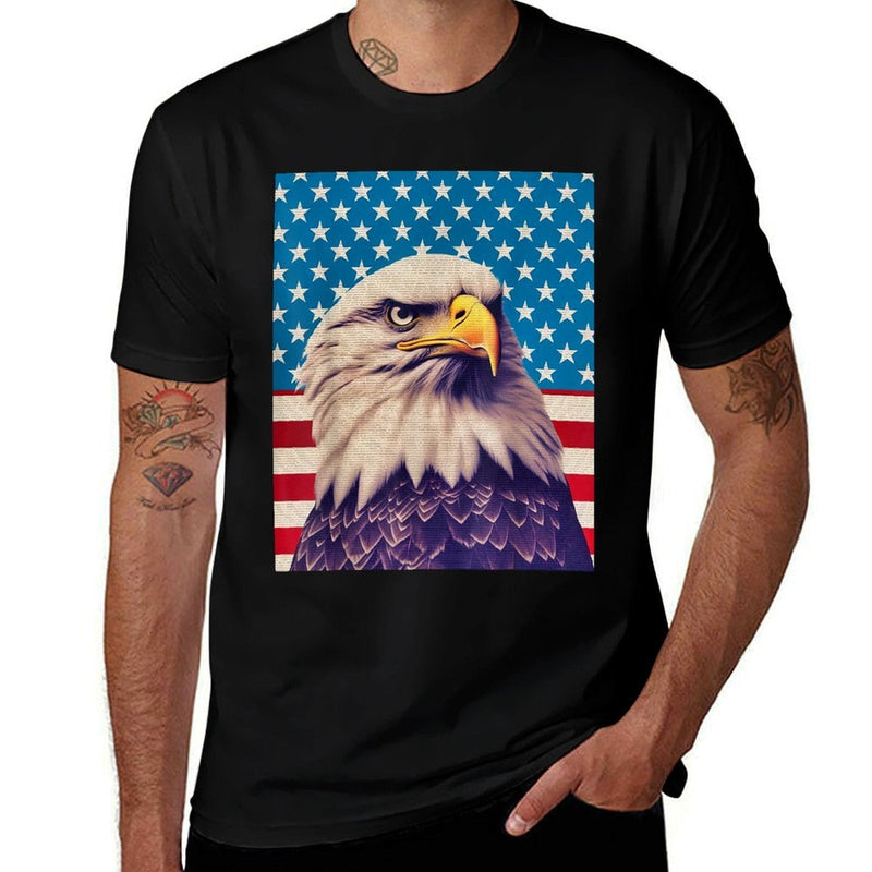 July 4th Independence Day Fourth of July Op Art Bald Eagle  Eco-friendly Material T-Shirt