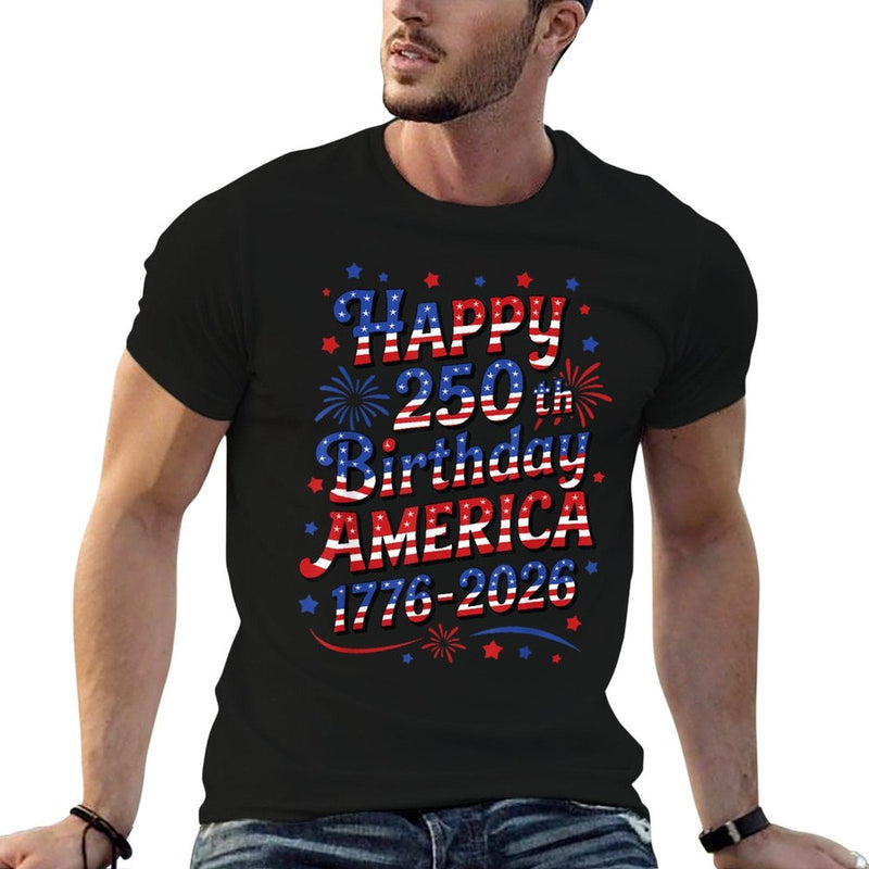 Happy 250th Birthday America  Rolled Sleeves T-Shirt
