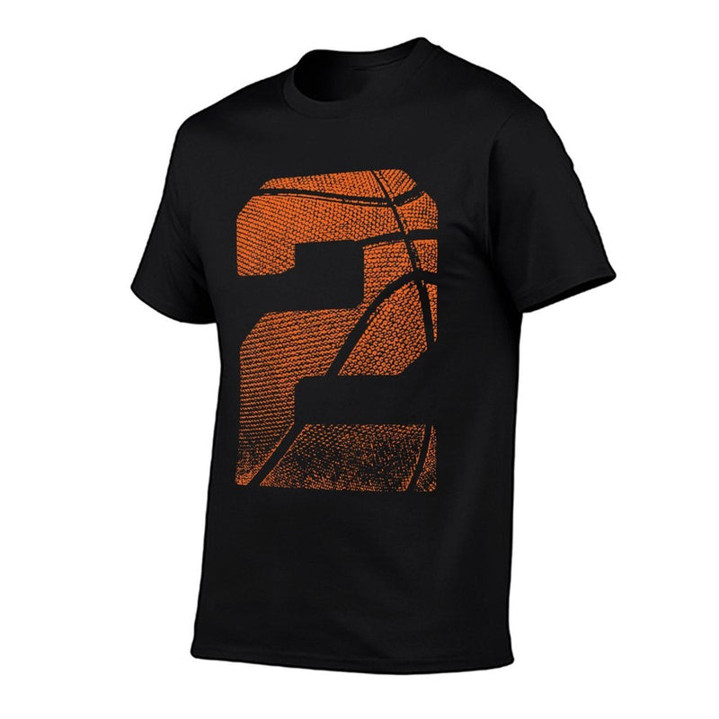 Kids 2nd Birthday Boy Basketball Player Basketball 2 Years Old  Rolled Sleeves T-Shirt