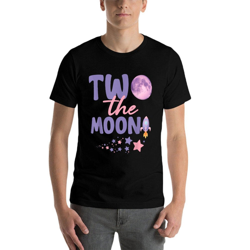 Groovy Two The Moon Birthday Girl 2 Year Old 2nd Birthday  Rolled Sleeves T-Shirt